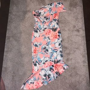 ASOS one shoulder floral midi